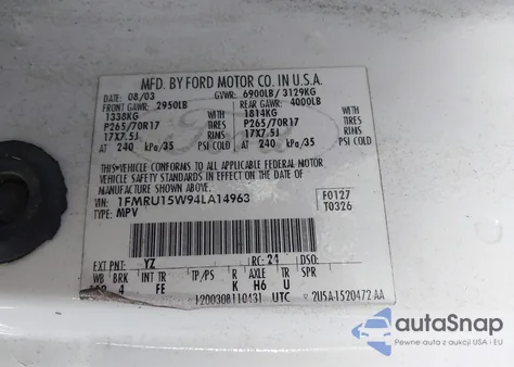 2004 Ford Expedition Xlt from USA, damaged, VIN 1FMRU15W94LA14963